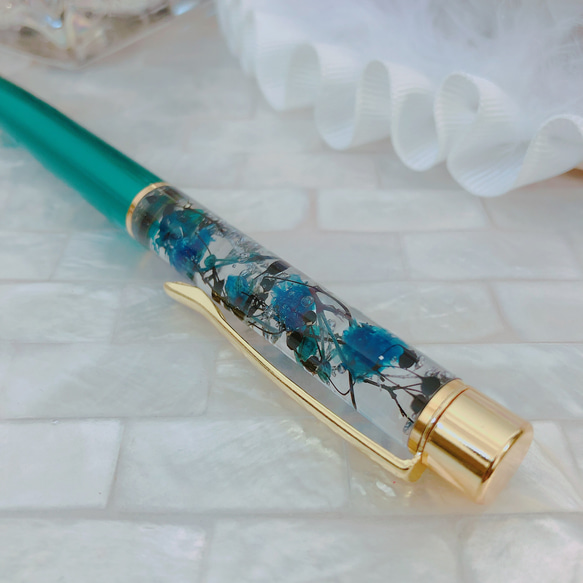 creema限定♡♡ターコイズブルー♡ハーバリウムボールペン