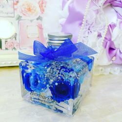 青薔薇スクエアーハーバリウム♡メッセージ名入れ可能