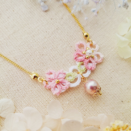 タティングレース 桜 SAKURA 春のネックレス ネックレス・ペンダント