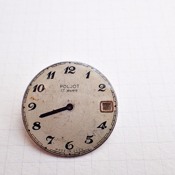 本物の文字盤ブローチ ＜アンティーク腕時計の分解アクセサリー＞ #C0004 4枚目の画像