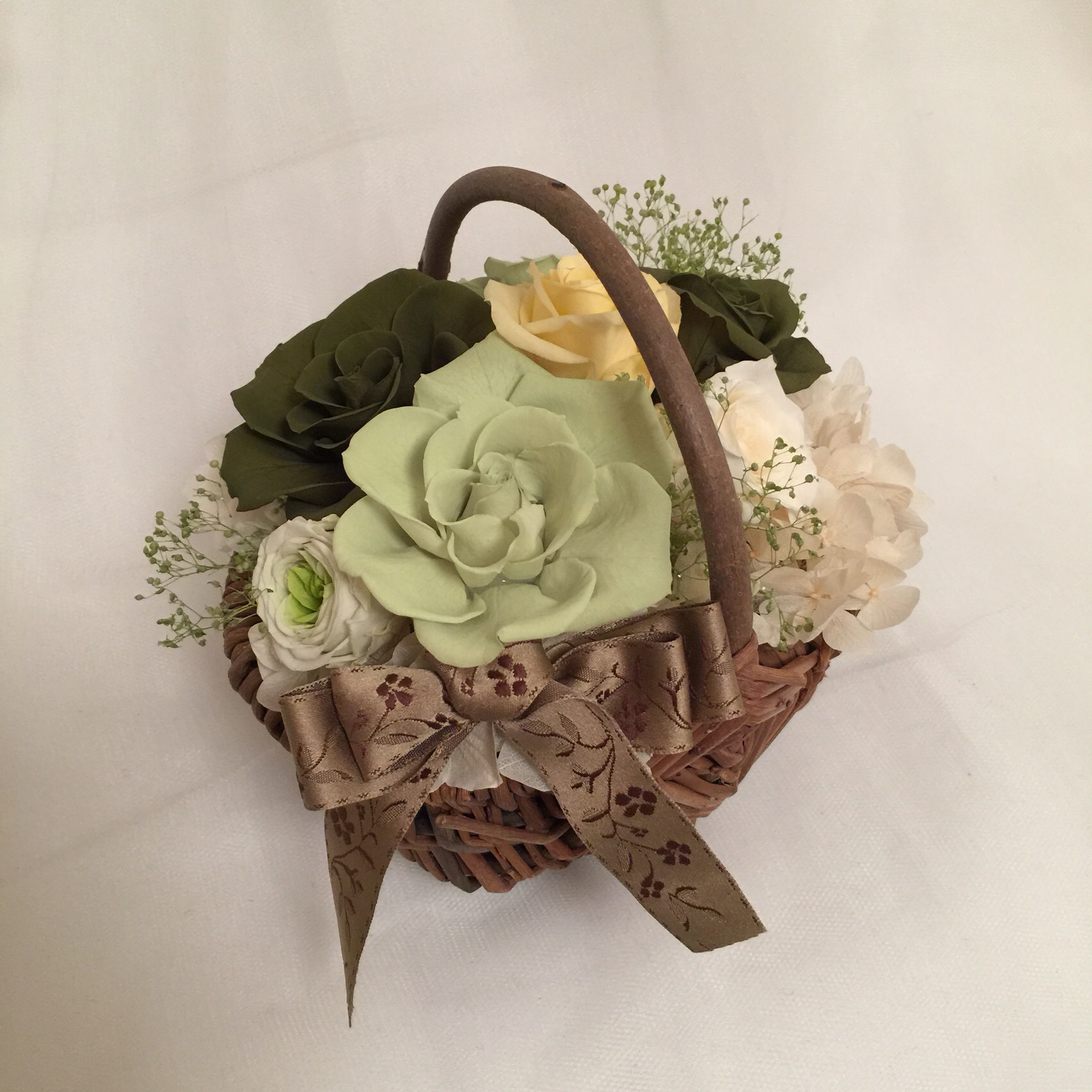 フラワーかごアレンジ(グリーン)