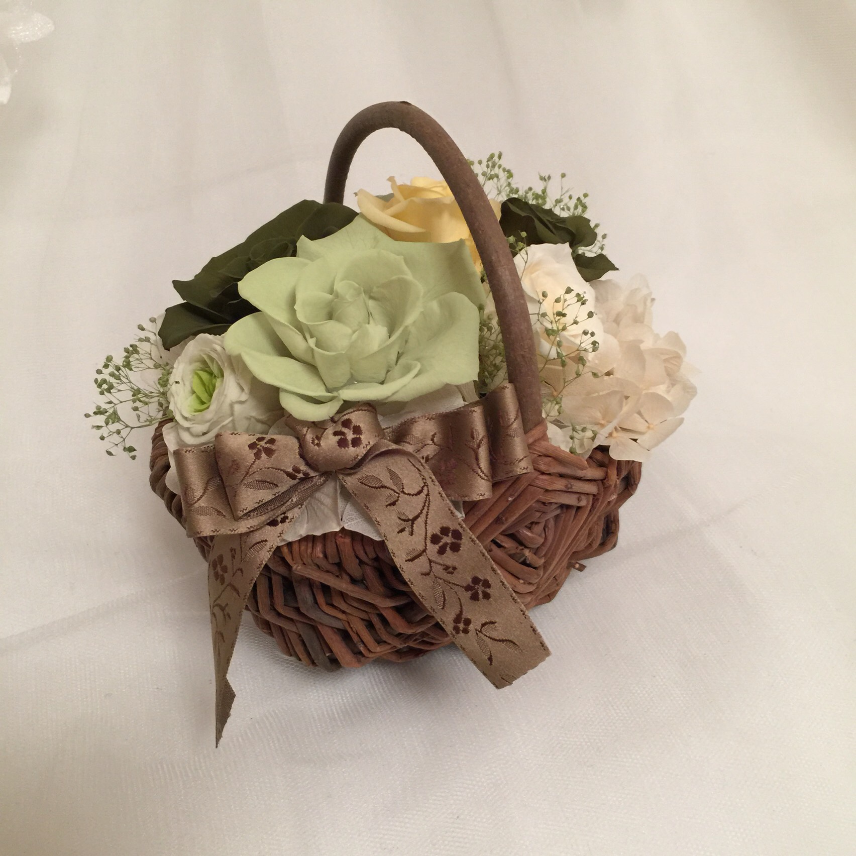 フラワーかごアレンジ(グリーン)