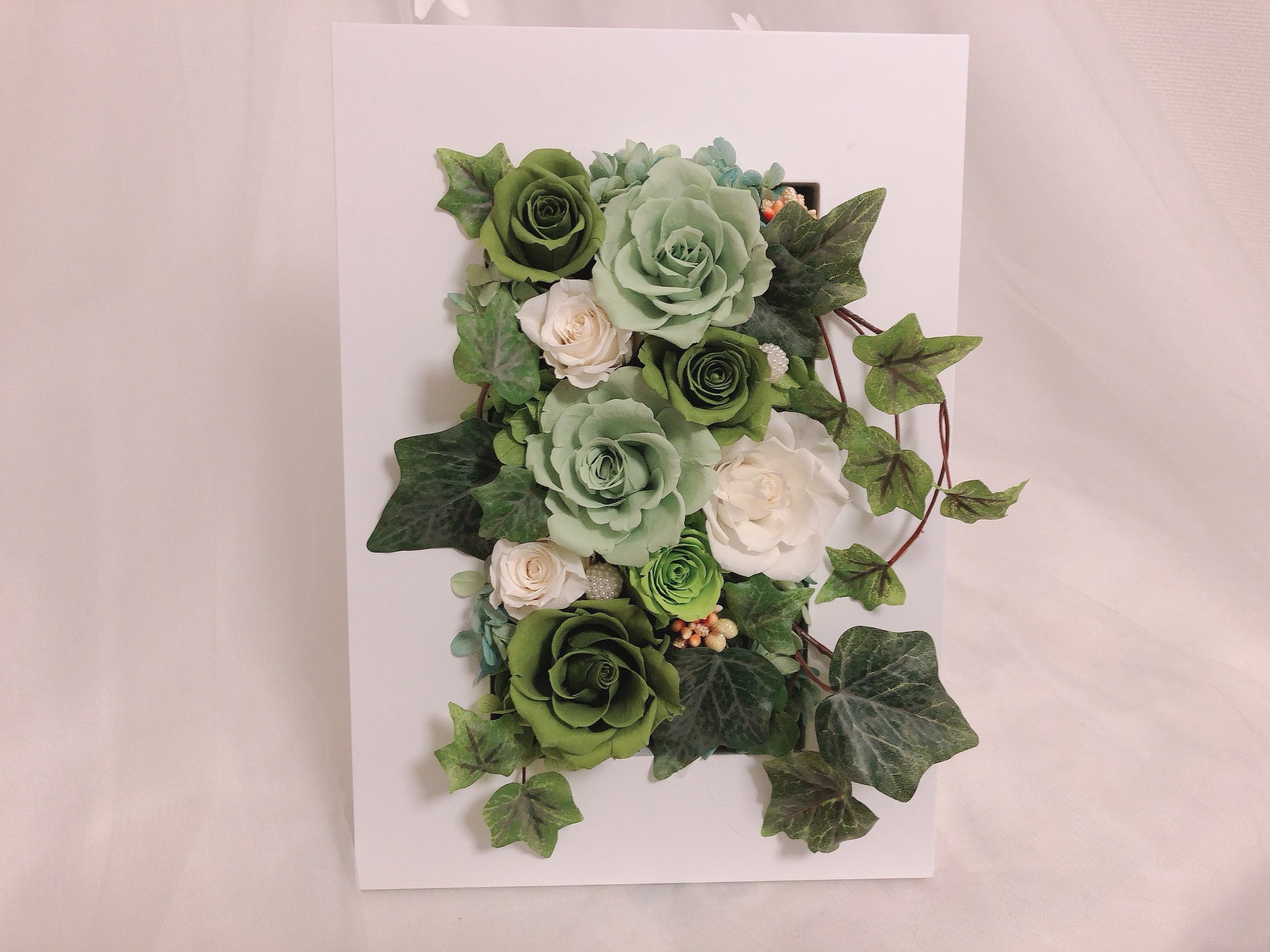 お祝い花(グリーン)〜ウッドフレームBOX〜