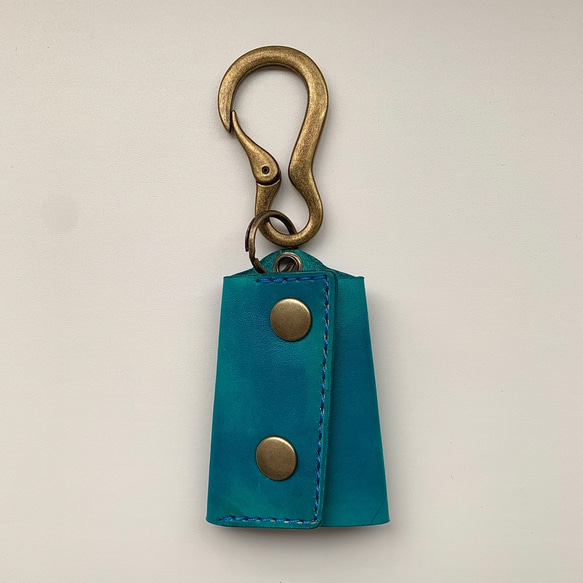 青海原色　スマートキー・インテリジェントキーもしっかり収まる手染め革のキーケース　⭐︎名入れ可能⭐︎ 1枚目の画像