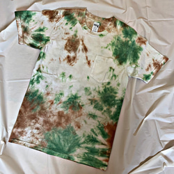 green×brown Sサイズ　タイダイ染め　ワンポイントポケットT-shirt (no.1) 2枚目の画像