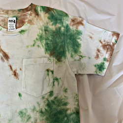 green×brown Sサイズ　タイダイ染め　ワンポイントポケットT-shirt (no.1) 3枚目の画像