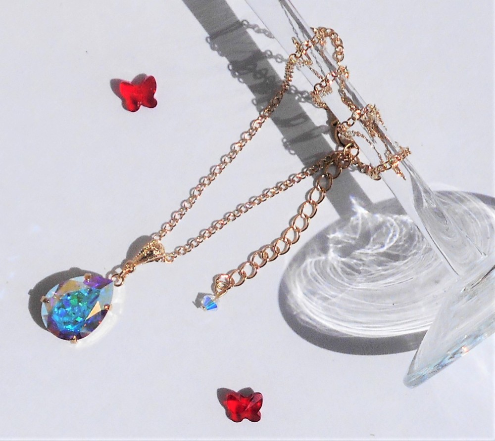 SWAROVSKI クリスタルネックレス ロング オーロラ