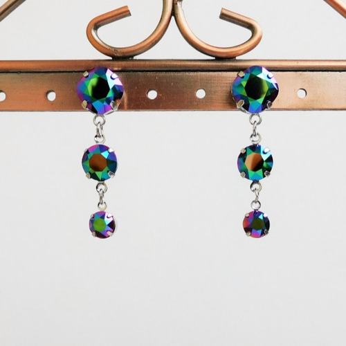 グラデーション 手染め ビーズ グリーン 緑 大ぶり ゆらゆら ピアス b104b1556b1a0632a86148ad61abcc