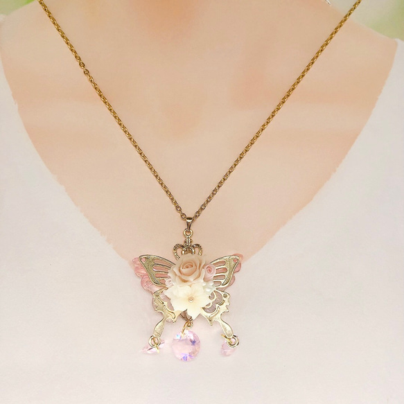 ＊Butterfly Princess＊（シルバー）ネックレス 2枚目の画像