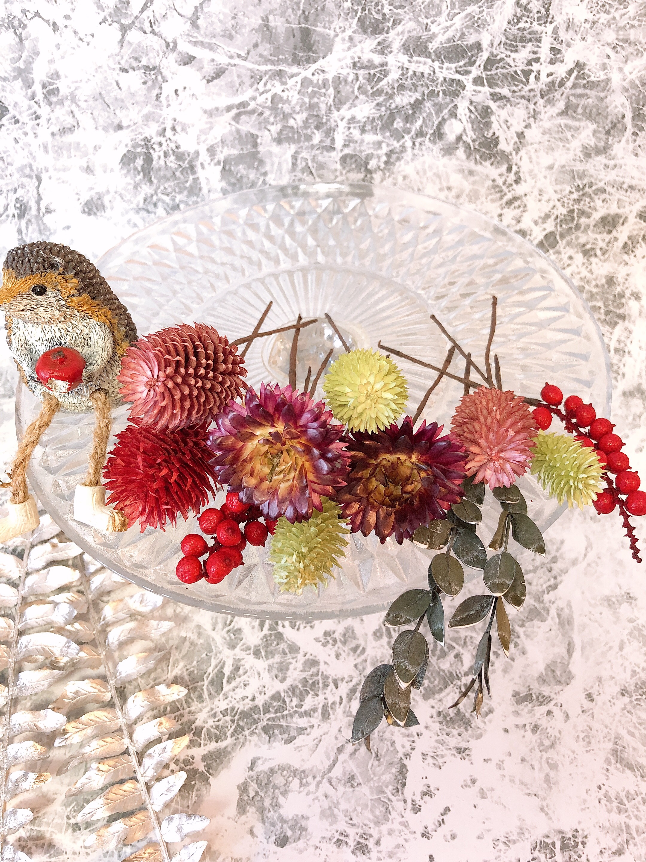 NO.19 ロイヤルブルーとパープルのブーケ&ブートニア&ヘッドドレスのセット