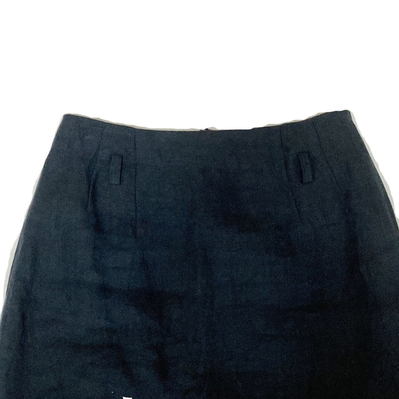 翠雨 すいう --- サイドスリット セミタイトスカート ベルギーリネン100% 共布ベルト紐付き M〜Lサイズ 9枚目の画像