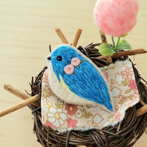Bluebird刺繍ブローチ【受注制作】 ブローチ choco mint 通販