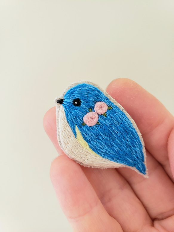 Bluebird刺繍ブローチ【受注制作】 6枚目の画像