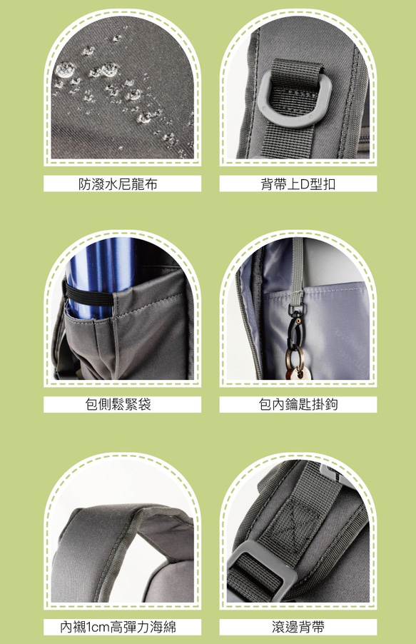 【OMNIA】機能款減壓防震14吋筆電後背包(8109灰色) 第9張的照片