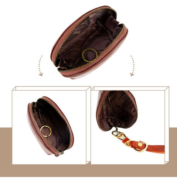 【OMC】復古巧克力貝殼造型牛皮鑰匙零錢包(95015G) 第7張的照片