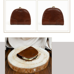 【OMC】復古系列植鞣革半圓夾框牛皮零錢包(95005) 第4張的照片