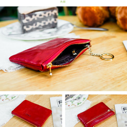 【OMC】義大利植鞣革3卡位牛皮零錢包(95024紅色) 第4張的照片