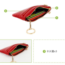 【OMC】義大利植鞣革3卡位牛皮零錢包(95024紅色) 第5張的照片