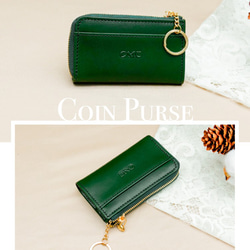 【OMC】義大利植鞣革L型拉鍊牛皮卡片鑰匙零錢包(95016綠色) 第2張的照片