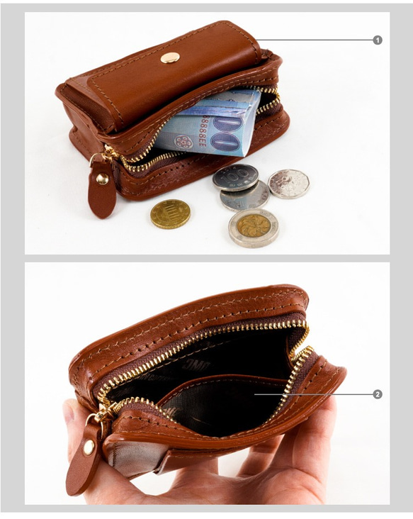 【OMC】義大利植鞣革口袋款迷你牛皮腰掛包98011 第6張的照片