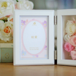 【名入れ可能】【出産祝い】【結婚祝い】プリザーブドフラワー フォトフレーム ベビーピンク 4枚目の画像