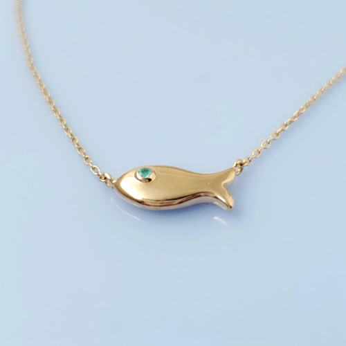 パライバトルマリン】小さなお魚のお守りネックレス＊K18/K10【選べる8 