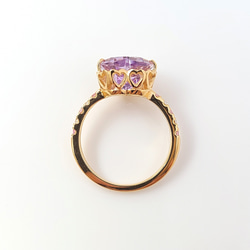 [K10/K18] 心♡水果塔蛋糕天然石戒指 *紫水晶/二月生日石粉紅色電氣石鑽石 第5張的照片