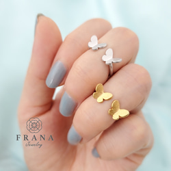 大人気シリーズ】2匹の蝶のピンキーリング ファランジリングにも