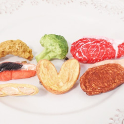 写真全部セット！焼き鮭ブロッコリー肉パンエビフライパイ☆ブローチ★ 1枚目の画像