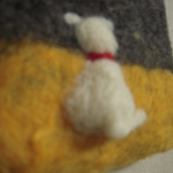 羊毛フェルトの移動ポケット( ツイード×黄) 4枚目の画像