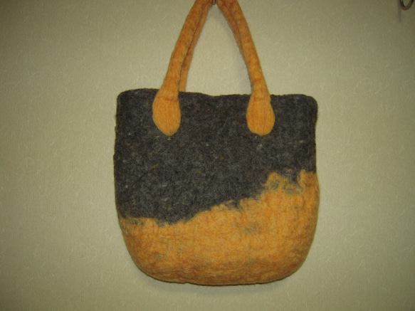 羊毛フェルトのミニバッグ(ツイード×黄色) 1枚目の画像