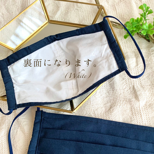 m09【送料無料】立体とプリーツの組み合わせハイブリッドマスク　Navy blue 4枚目の画像