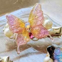 蝶の髪飾り（ピンク） 3枚目の画像