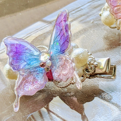 蝶の髪飾り（ピンク） 4枚目の画像