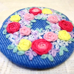 ◆刺繍◆◇◆ﾌﾗﾜｰﾘｰｽ◆◇◆ﾃﾞﾆﾑ◆◇◆直径⑥㎝◆ 2枚目の画像