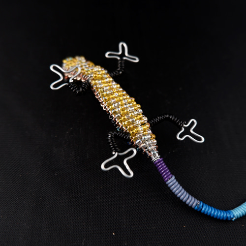 ビーズ＆ワイヤー トカゲのオブジェ 小④ その他置物 tomosun craft