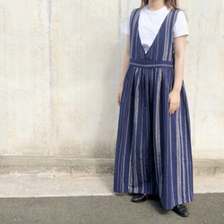 ロングジャンパースカート(紺白) 5枚目の画像