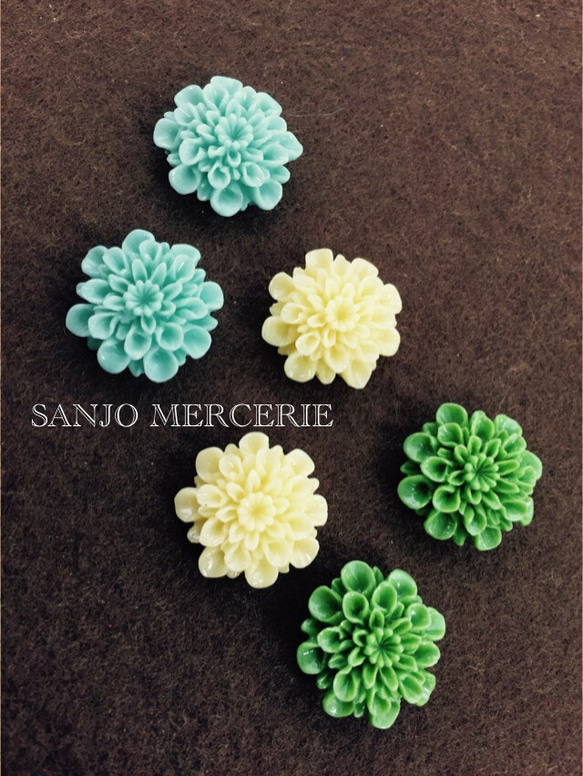 【免費送貨】“Mint Green 2 Set”Dahlia Cabochon 第1張的照片