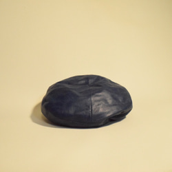 牛革 レザーキャスケット(ハンチング) “indigo” 3枚目の画像