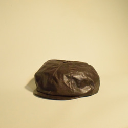 牛革 レザーキャスケット(ハンチング) “charcoal gray” 2枚目の画像