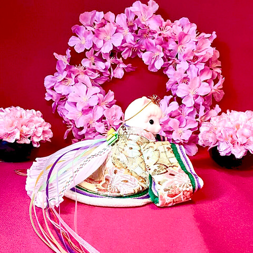 おにおん　シルバニア　おひなさま　着物　ハンドメイド　ミニチュアドール 141 ひなまつり シルバニア着せ替え〈お姫様〉 十二単 藤に大桜