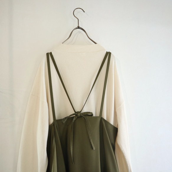 cotton cupro wrapped camisole dress (green) 4枚目の画像