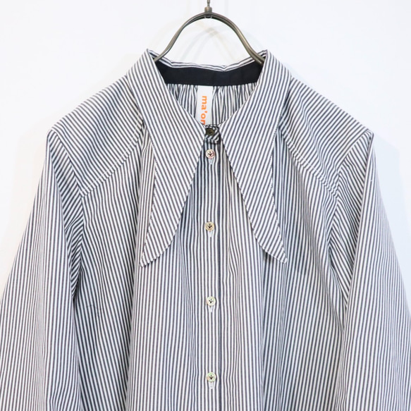 london stripe bowtie P blouse 3枚目の画像