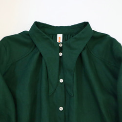 french linen bowtie P blouse (deep green) 4枚目の画像