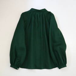french linen bowtie P blouse (deep green) 6枚目の画像