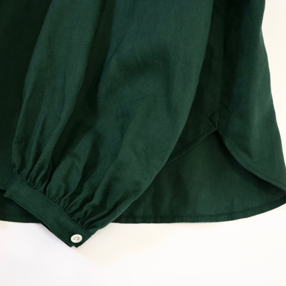 french linen bowtie P blouse (deep green) 8枚目の画像