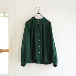 french linen bowtie P blouse (deep green) 9枚目の画像