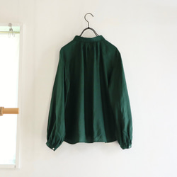 french linen bowtie P blouse (deep green) 10枚目の画像