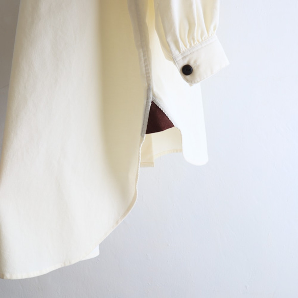 cuff & gadget long shirt (ivory x chocolate) 4枚目の画像