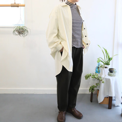 cuff & gadget long shirt (ivory x chocolate) 9枚目の画像